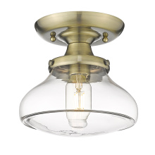 Golden 3419-SF AB-CLR - Wry Lighting Nash 1-light Semi-Flush Mount in Aged Brass